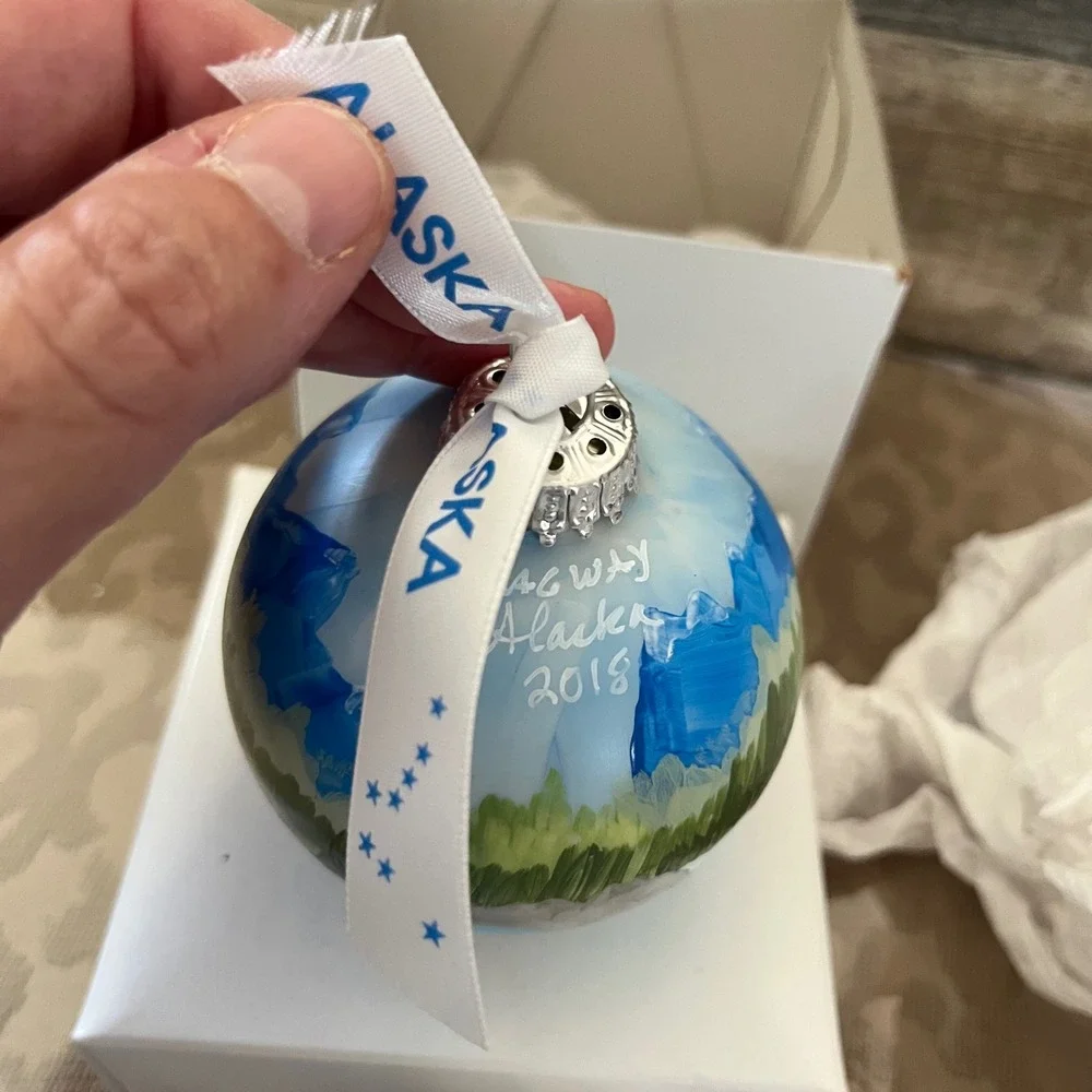 Alaska Christmas Hand Painted Bear Ornament Dani Sokol Skagway 2018 Boxed